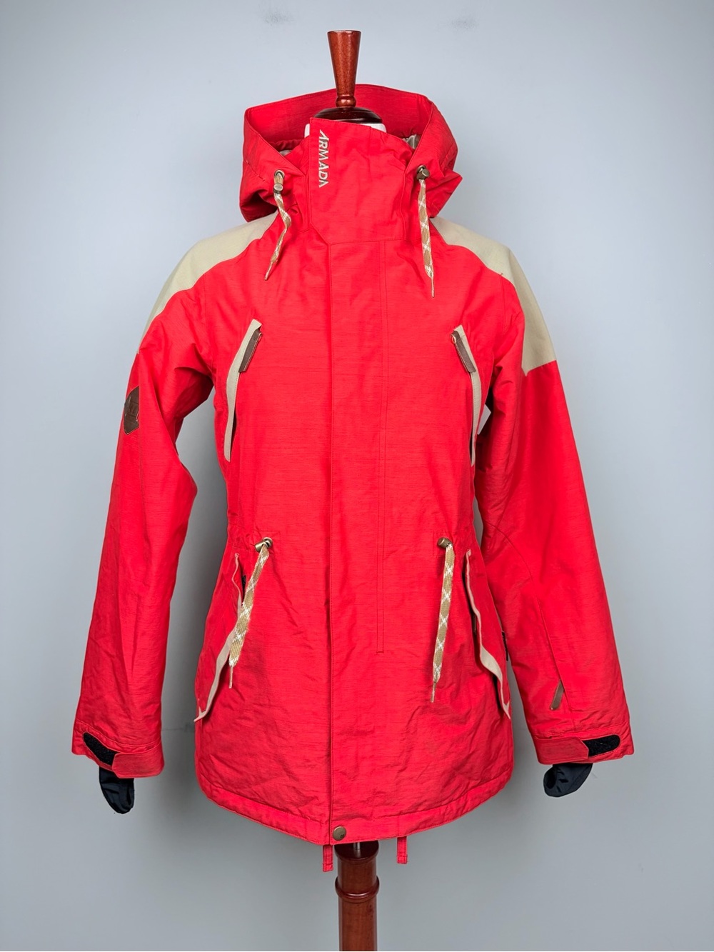 Armada Womens Small 10K Ski Snowboard Jacket Red Gold Insulated Hooded Coat